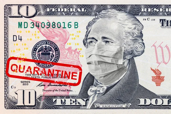 의료용 마스크를 해밀턴 대통령의 초상화와 법안이 밀렸습니다 — 스톡 사진