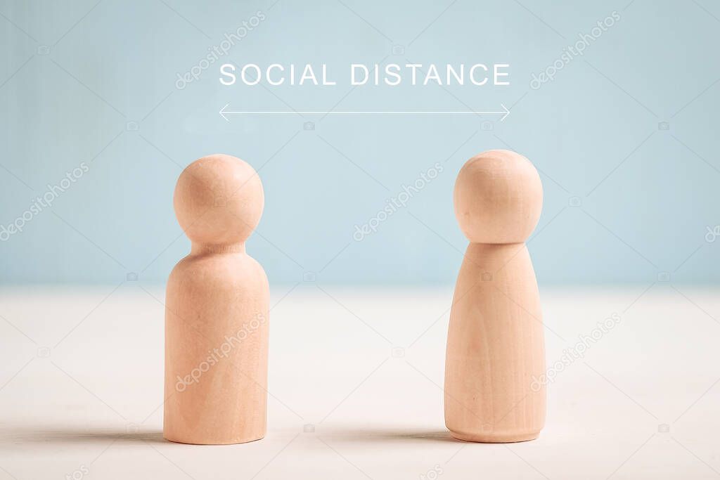 Social distance concept - abstract figures of people. Close up.