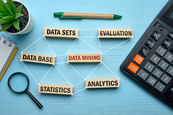 Data Minig Concept Houten Blokken Met Inscripties Datasets Data Mining — Stockfoto