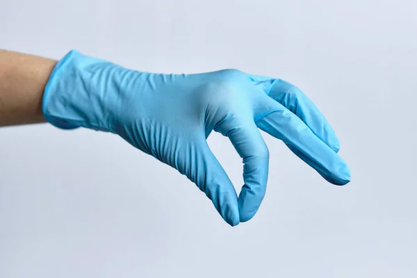 Hand Medical Gloves Abstractly Holds Something Close — Stock Photo, Image