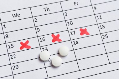 Takvimdeki Adet öncesi ağrı kesiciler. Kapat..