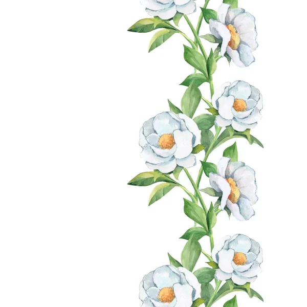 Çiçek seamless modeli. Suluboya sınır 1