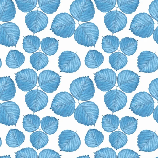 Seamless pattern with blue leaves 7