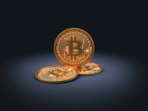Bitcoin Cryptocurrency Золоті Монети Ліцензійні Стокові Зображення