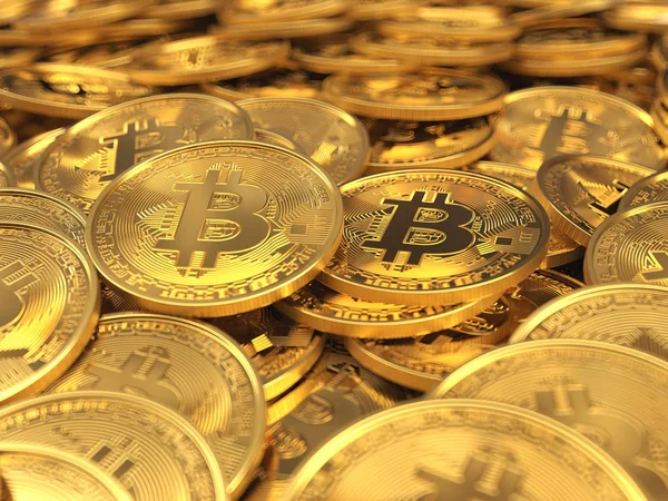 Bitcoin Cryptocurrency Золоті Монети Стокове Фото