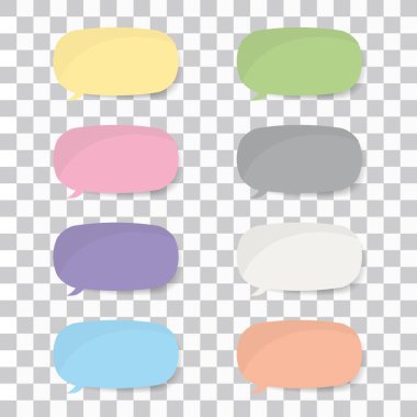 Saydam bir arka plan üzerinde izole gölge etiketlileri renkli vektör kümesi