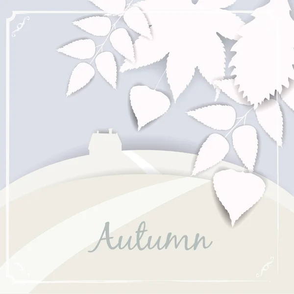 Piękny krajobraz jesień i liści na białym tle wektor ilustracja — Wektor stockowy