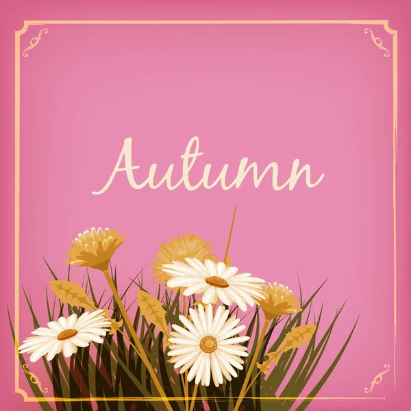 Belles fleurs d'automne, feuilles, bouquet, jaune, brun, orange, vecteur, illustration, bannière — Image vectorielle