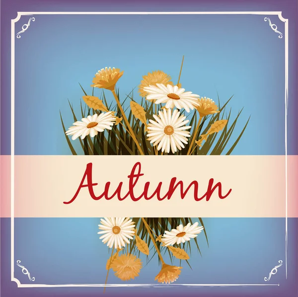 Belles fleurs d'automne, feuilles, bouquet, jaune, brun, orange, vecteur, illustration, bannière — Image vectorielle