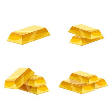 Altın külçelerini simge kümesi. Karikatür tarzı, illüstrasyon, web, Oyunlar, uygulamalar için vektör simgesi