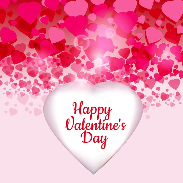 De kaart van de groet van de dag van Valentijnskaarten, hart gemaakt van papier, achtergrond, rode harten, flash, vector, illustratie, geïsoleerd — Stockvector