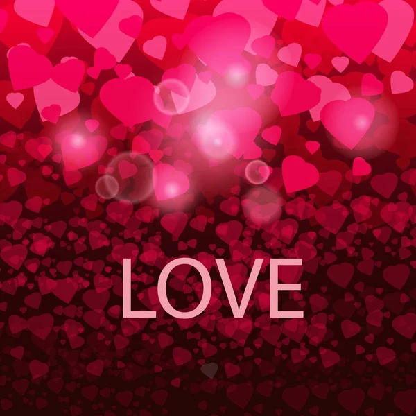 Tarjeta de felicitación de San Valentín, amor, fondo, corazones rojos, flash, vector, ilustración, aislado — Vector de stock