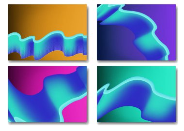 Sıvı renk arka planlar ayarlayın. Sıvı şekiller hipster renklerle. Hediye kartı, kapak, poster için uygulanabilir. Eps10 vektör şablonu.