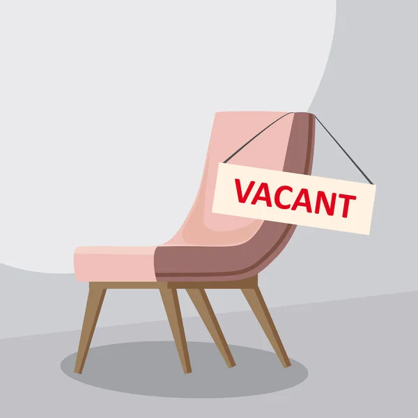 Samenstelling met bureaustoel en een bord leeg. Zakelijk inhuren en werven concept. Vectorillustratie. — Stockvector