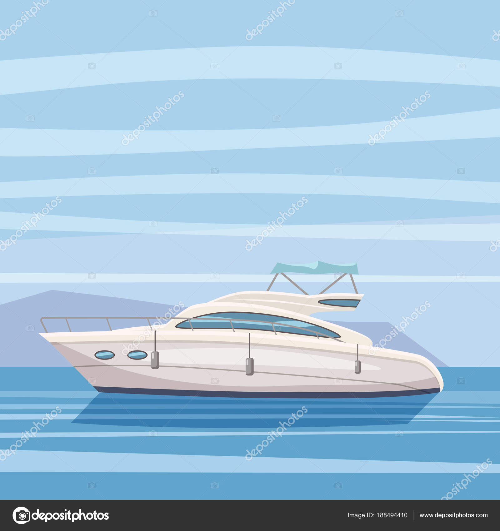 Speed boat, yacht on seascape background, cartoon style, vector  illustration, isolated Stock Vector Image by ©ValeriHadeev #188494410