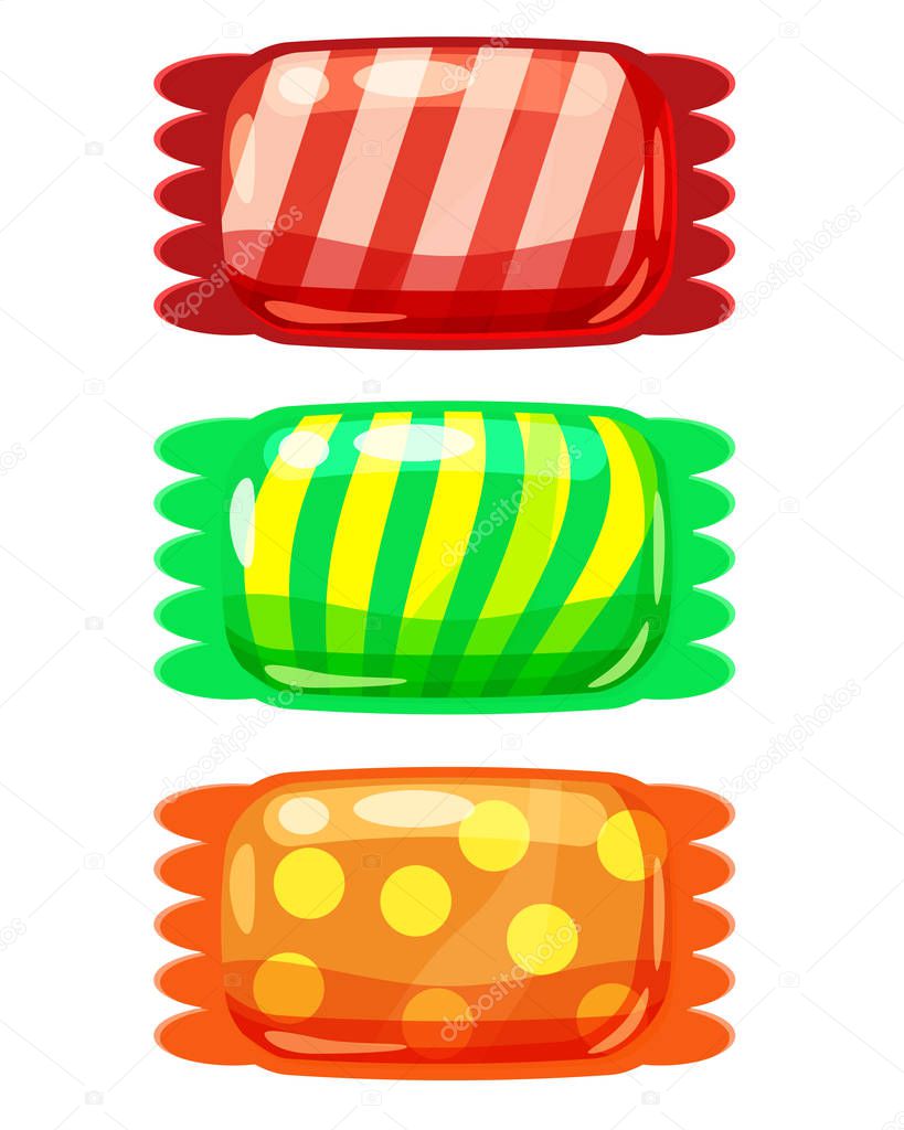 Set of sweets color candy on white background. Vector illustration. Isolated