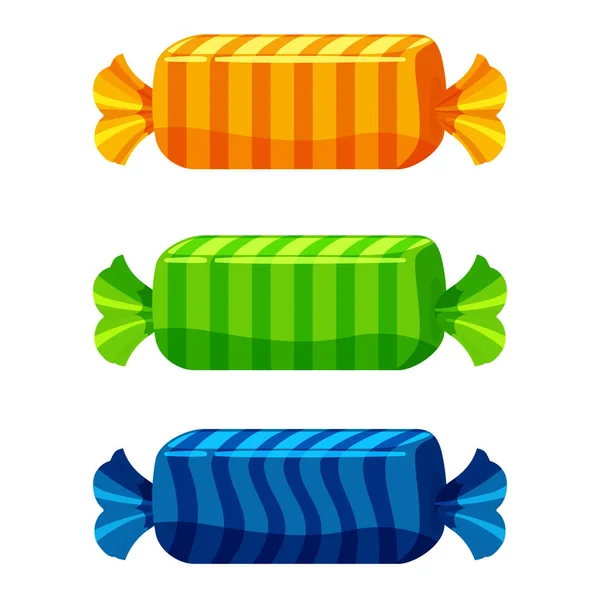 Bir dizi farklı renkteki bir paket içinde tatlı şekerler vektör. İllüstrasyon izole karikatür tarzı — Stok Vektör