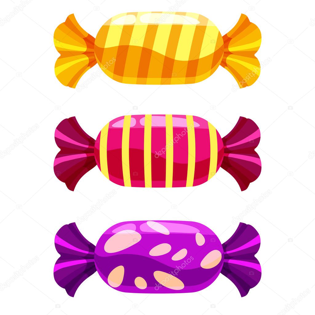 Set of sweets candy on white background. Vector illustration. Isolated