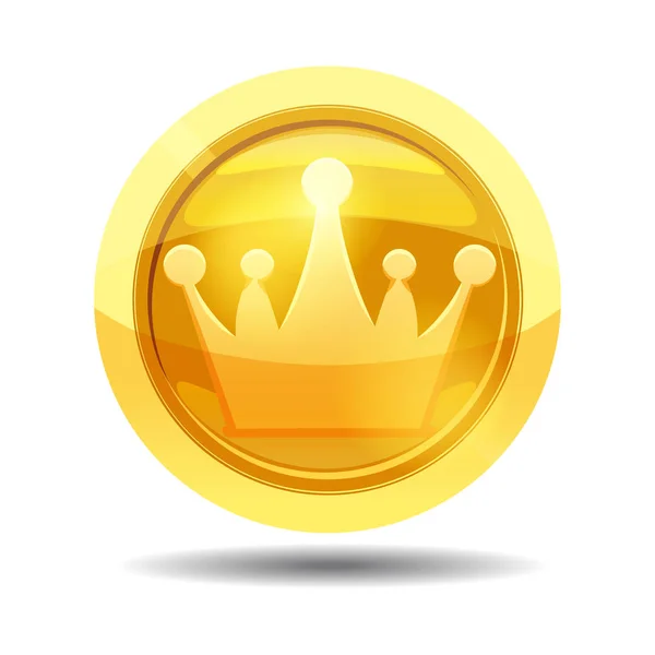 Монета гри з короною, ігровий інтерфейс, золото, вектор, мультиплікаційний стиль, ізольовані — стоковий вектор
