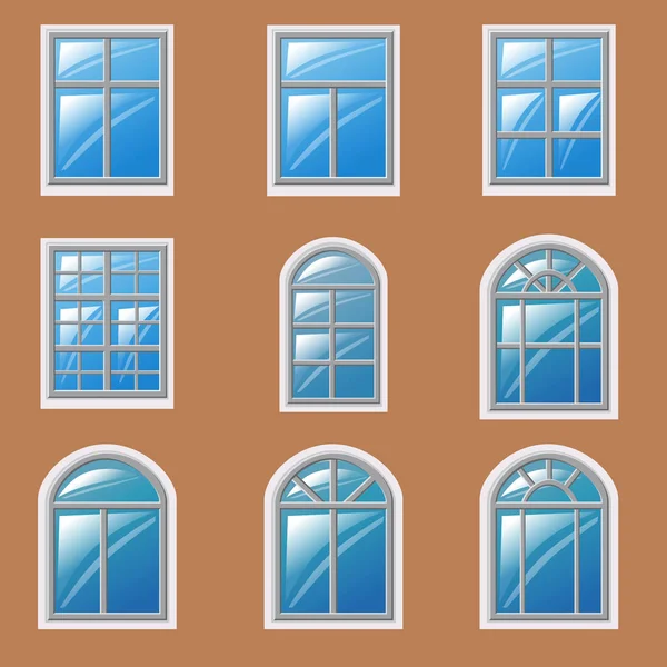 Készlet-ból más windows, építészet, vektor, ábra, elszigetelt elem — Stock Vector