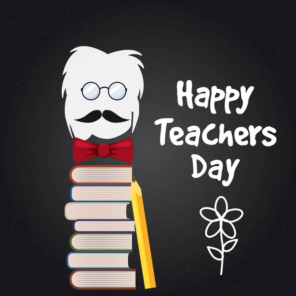 Buon Teacher Day vector. Illustrazione con libri e bicchieri, gesso, tavola, isolato — Vettoriale Stock