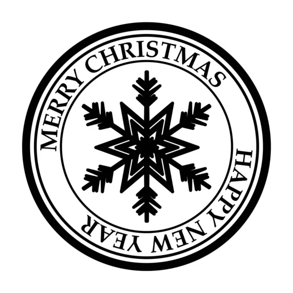 Joyeux Noël et bonne année après timbre icône flocon de neige isolé sur le vecteur blanc — Image vectorielle