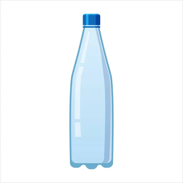 Plastová láhev s vodou ikona prázdný tekutý obal nápoj se šroubovacím uzávěrem pro nápoj pitné minerální vody. Šablona Mockup, vektorový kreslený styl ilustrace izolované na bílém pozadí — Stockový vektor