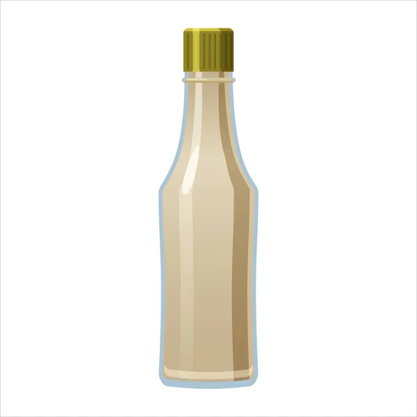 Skleněná láhev majonézy se šroubovacím kelímkem. Vektorové ilustrace kreslený styl izolované na bílém — Stockový vektor