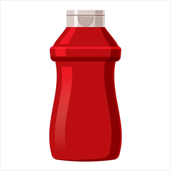 Glazen fles Ketchup met kom beker. Vector illustratie cartoon stijl geïsoleerd op wit — Stockvector