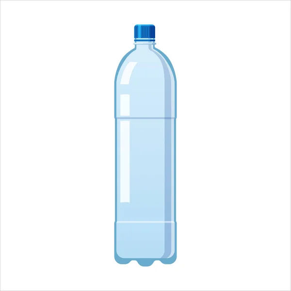 Plastic water bottle icon empty liquid container drink with screw cap for beverage drinking mineral water. Mockup template, vector cartoon style illustration isolated on white background — Stock Vector