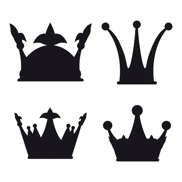 Set Crown Icon Royal, símbolo de luxo Rei, Rainha. Logotipo de ilustração vetorial, aplicativo, UI isolado — Vetor de Stock