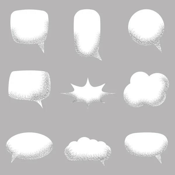 Conjunto de burbujas de voz vacías con textura de arena de ruido de moda. Ilustración vectorial aislada — Archivo Imágenes Vectoriales