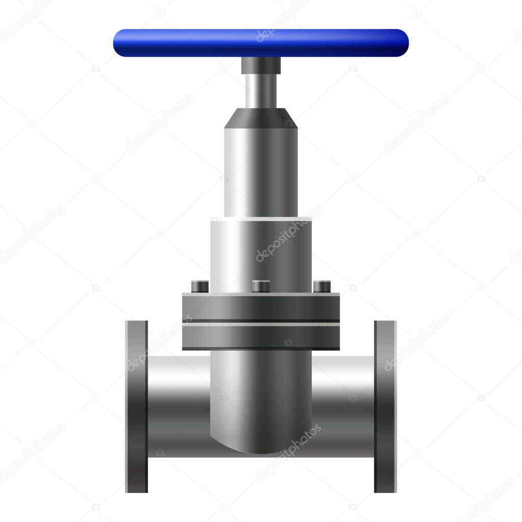 Valve ball, fittings, pipes of metal piping system. Valve water, oil, gas pipeline, pipes sewage. Construction and industrial pressure technology plumbing. Vector illustration realistic style isolated