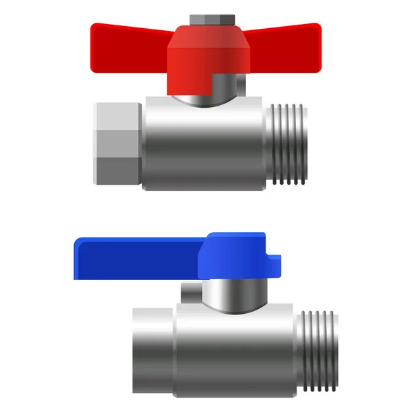 Set Kugelventile, Fittings, Rohre aus Metallrohren. verschiedene Arten Ventile Wasser, Öl, Gas-Pipeline, Rohre Abwasser. Bau und industrielle Drucktechnologie Sanitär. Vektorillustration — Stockvektor