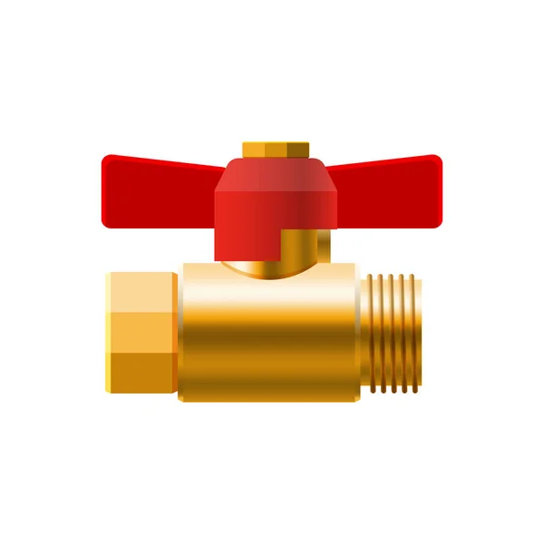 Klepkogel, fittingen, pijpen van metaal brons, koperen leidingen. Klepwater, olie, gasleiding, leidingen riolering. Bouw en industriële druk technologie sanitair. Vectorillustratie realistisch — Stockvector