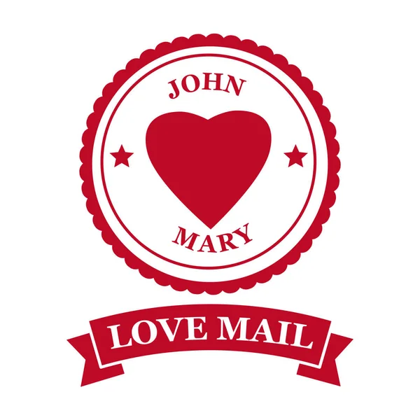 爱情邮件图标情人节快乐的心与爱。 邮件设计向量隔离的符号 — 图库矢量图片