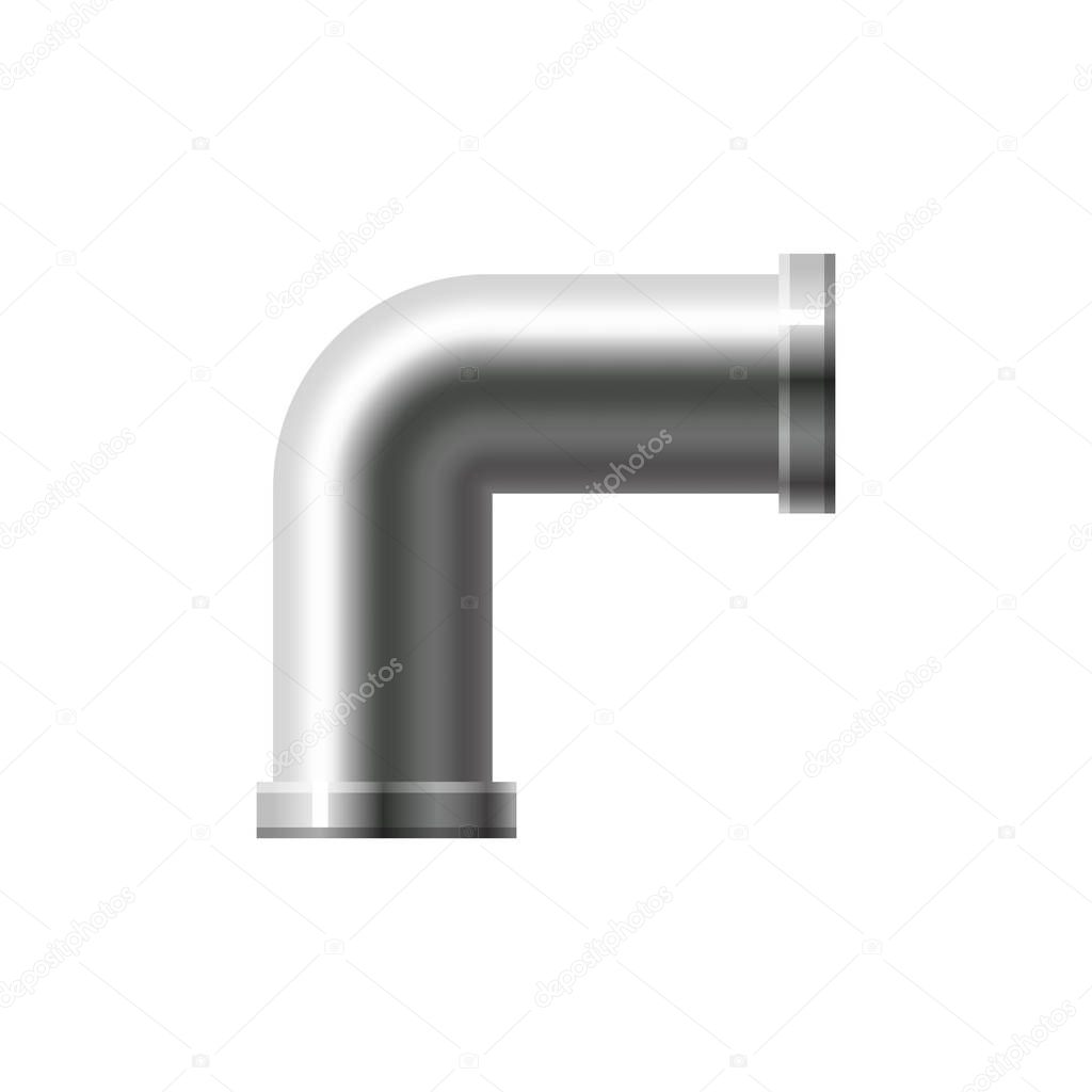 Pipe stainless steel, metallic plumbing fittings pipeline. Water, fuel or gas pipes sewage, oil refinery industry pipeline, house sewer. Construction and industrial pressure technology. Realistic
