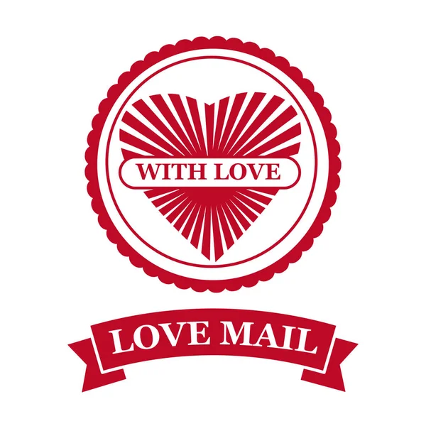 Love Mail icône Bonne Saint-Valentin Coeur avec amour. Symbole pour vecteur de conception de courrier isolé — Image vectorielle