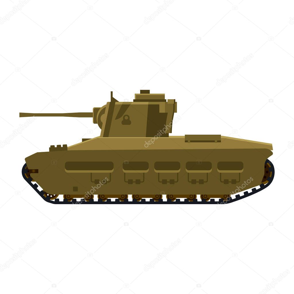 Tank Infantry Mk.II Matilda World War 2 Britain tank. Military army machine war, weapon, battle symbol silhouette side view icon. Vector illustration isolated