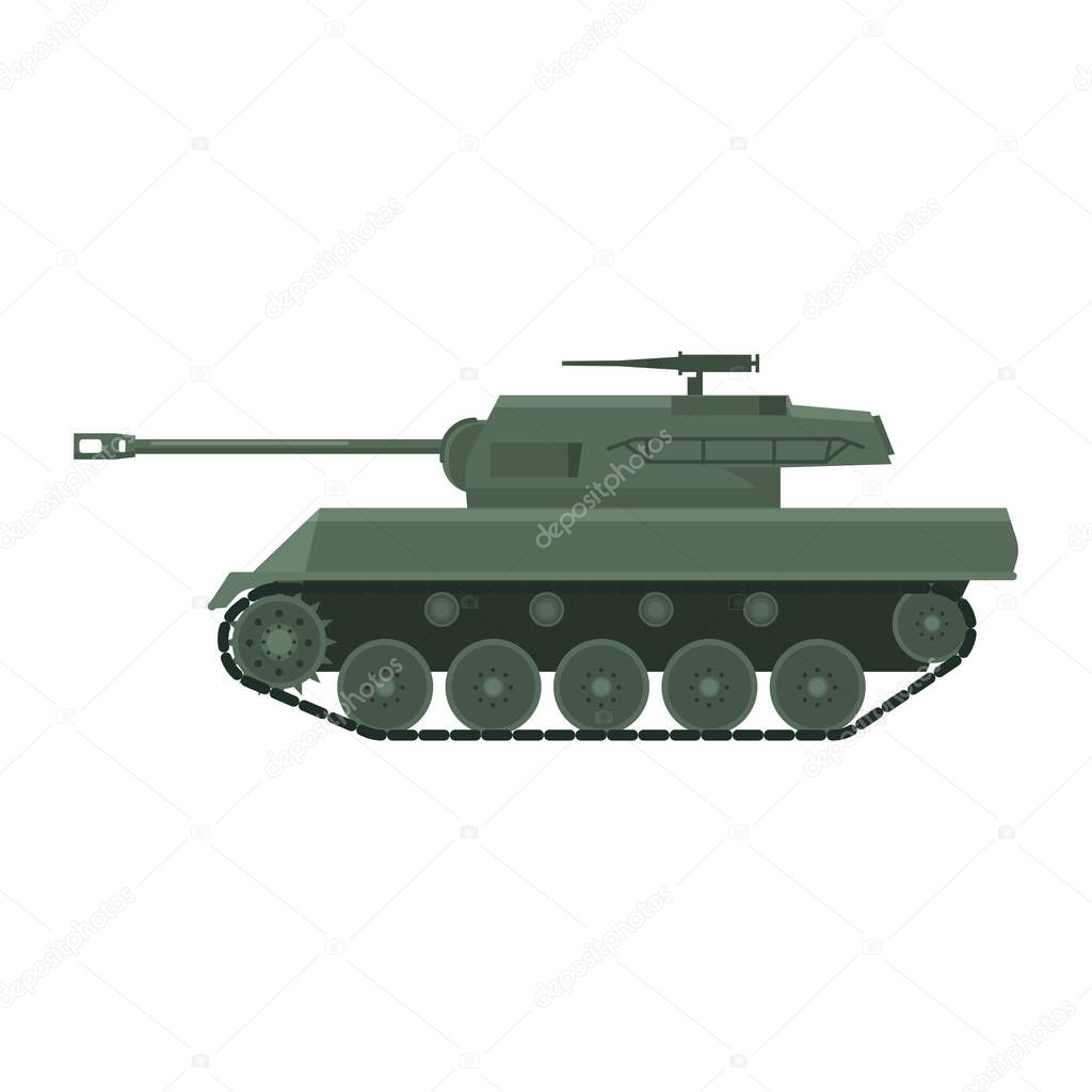 Tank American World War 2 Gun Motor Carriage M18, Hellcat. Military army machine war, weapon, battle symbol silhouette side view icon. Vector illustration isolated