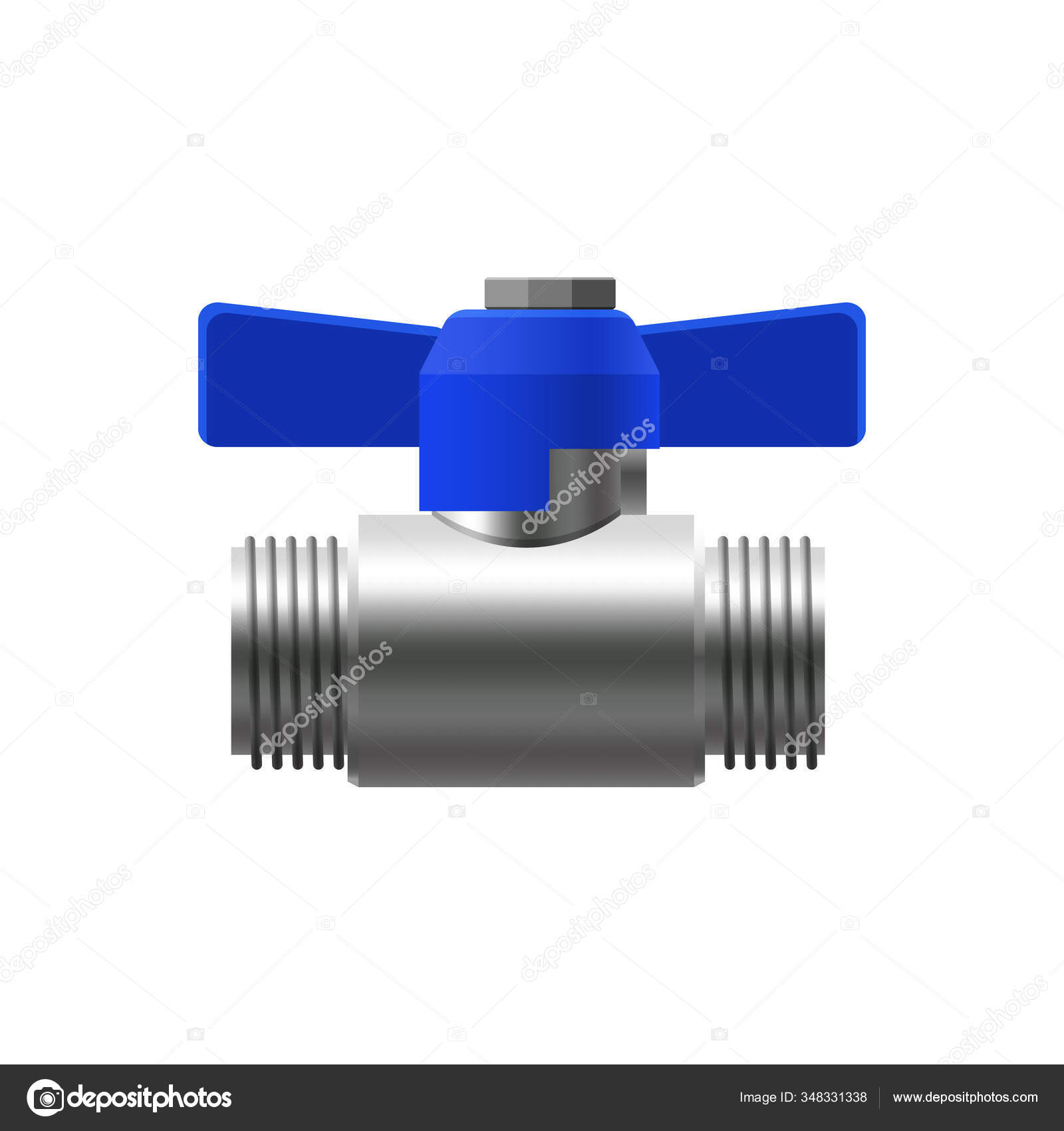 Válvula de esfera, acessórios, tubos de sistema de tubulação de metal.  Válvula de água, óleo, gasoduto, esgoto de tubos. Construção e tecnologia  de pressão industrial encanamento. Ilustração vetorial estilo realista  isolado Vetor, image size:1600x1700