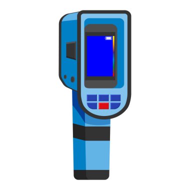 Thermal scaner camera infrared. Portable Visualize temperature differences thermometer, thermographic for the environment and people. Vector illustration isolated