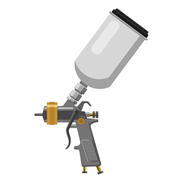 Pistolet à peinture outil professionnel aérographe isolé sur fond blanc — Image vectorielle