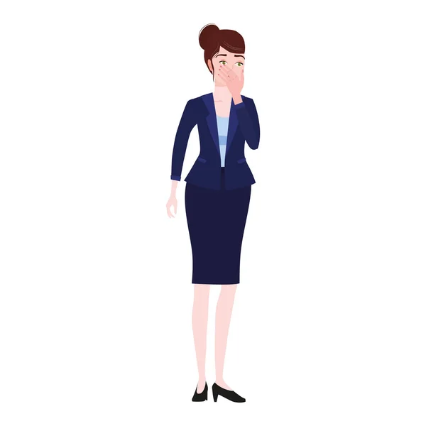 Businesswoman with facepalm gesture. Headache, disappointment or shame sad stressed face, worry disappointed expression. Cartoon style vector illustration isolated — Stock Vector