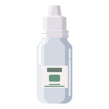 İlaç, hap, hap, ilaç, kozmetik, spor, şurup için vida kapaklı plastik beyaz şişe düşürücü. Şablon modelleme paketleme tasarımı. Vektör çizimi izole edildi