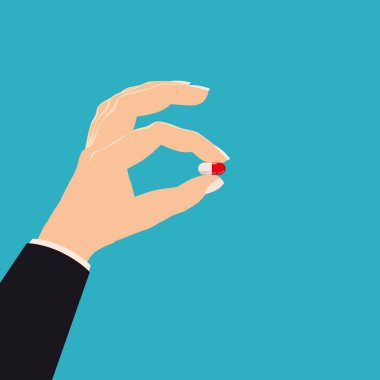 Eczane haplarıyla el ele tutuşun. Şablon sancak vektör illüstrasyonu izole çizgi film düz biçimi