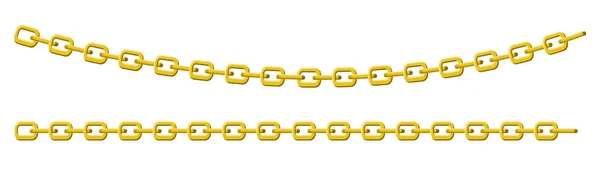 Catena collana d'oro collega gioielli. Decorazione elemento curvo dritto. Illustrazione vettoriale isolata su sfondo bianco — Vettoriale Stock