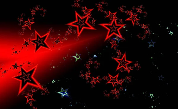 Красочные красные и синие фрактальные звёзды — стоковое фото