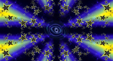 Yıldız patlaması ışık patlaması fraktal geniş arkaplan 