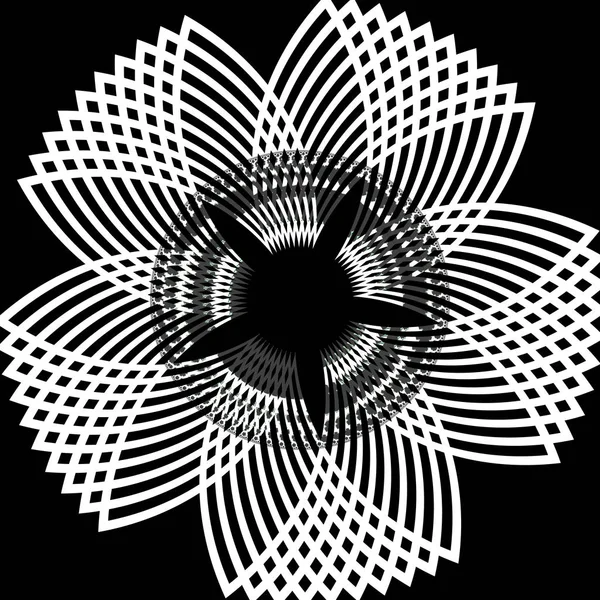 Flor fractal abstracta blanco y negro — Foto de Stock